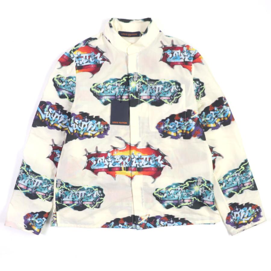 未使用品▼LOUIS VUITTON ルイヴィトン 2022年製 HNS09W LVグラフィティ スタンドカラー 長袖シャツ クリーム マルチ S 正規品 メンズ LOUIS VUITTON（ルイ・ヴィトン） 未使用品▽LOUIS VUITTON 2022年製