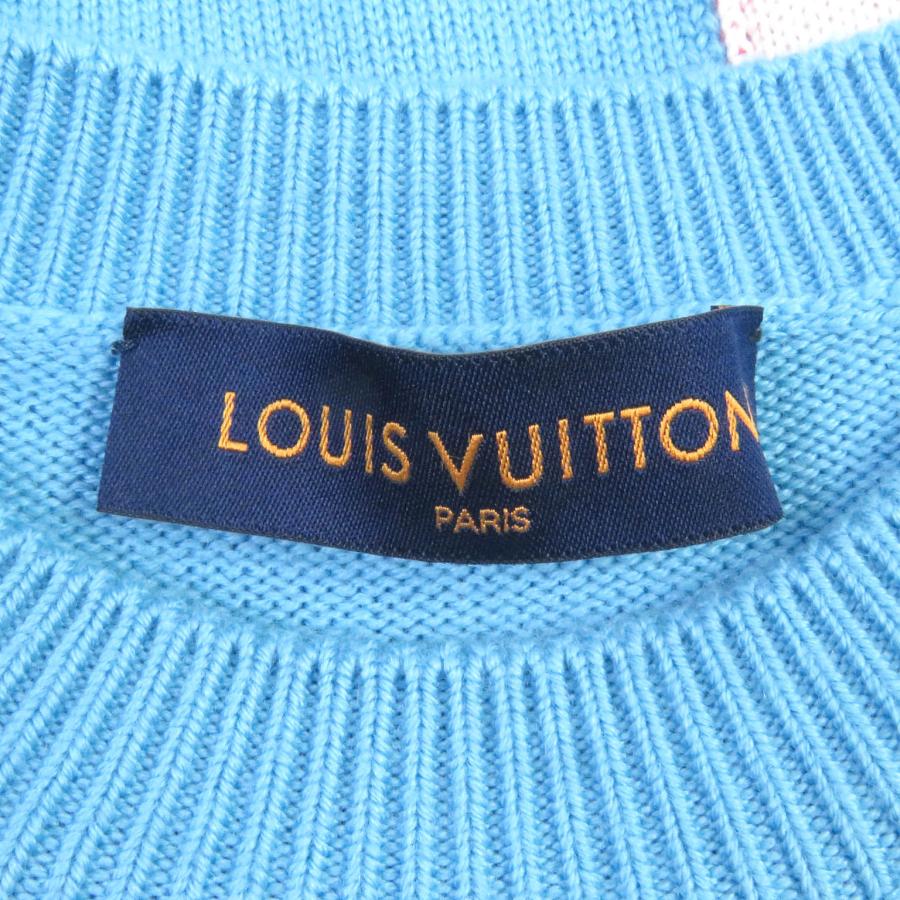 極美品□LOUIS VUITTON ルイヴィトン 1A8P48 2021年 ディストーテッド ジャイアントダミエ セーター ライトブルー XS イタリア製 正規品_4