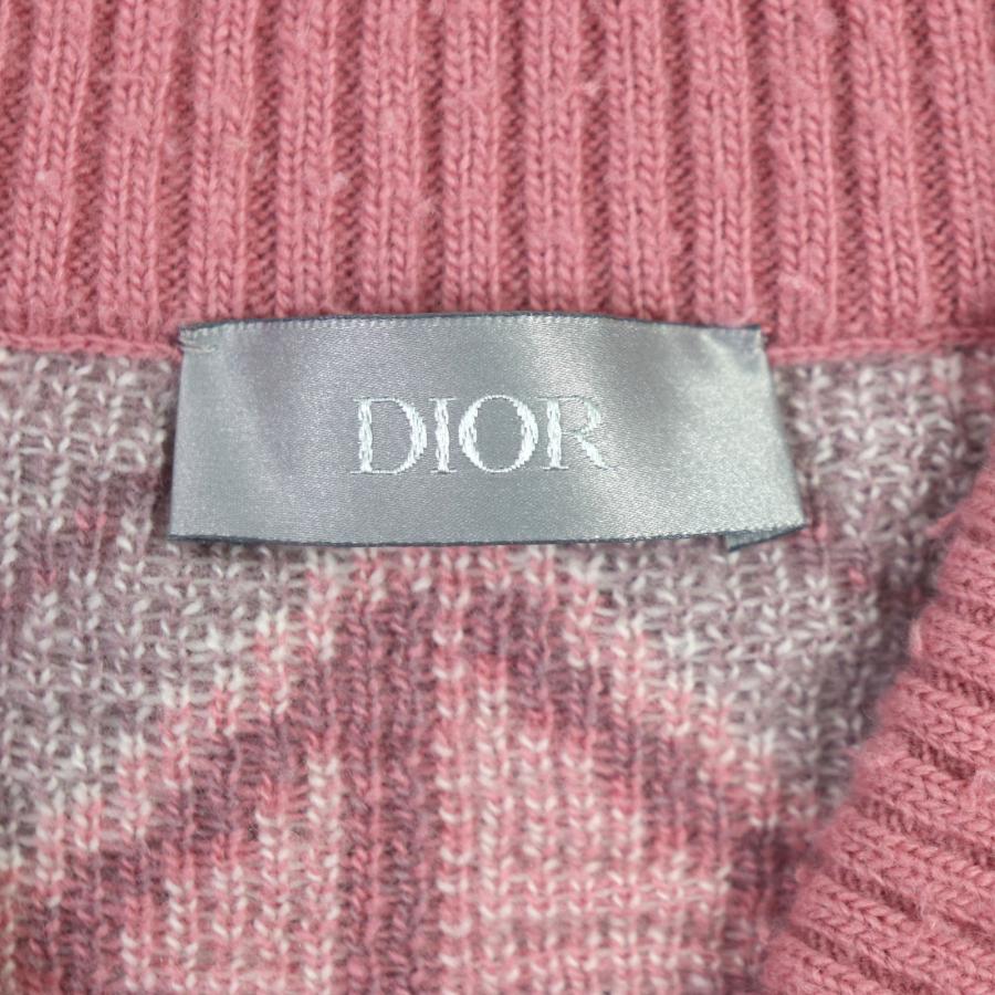 極美品▼DIOR ディオール オム Travis Scott トラヴィススコット 22SS 283M641AT067 Cactus jack ウール カシミヤ CDダイヤモンド ピリング加工 ニット ピンク系 L イタリア製 正規品 メンズ 極美品▽DIOR ディオール オム Travis Scott トラヴィススコット 22SS