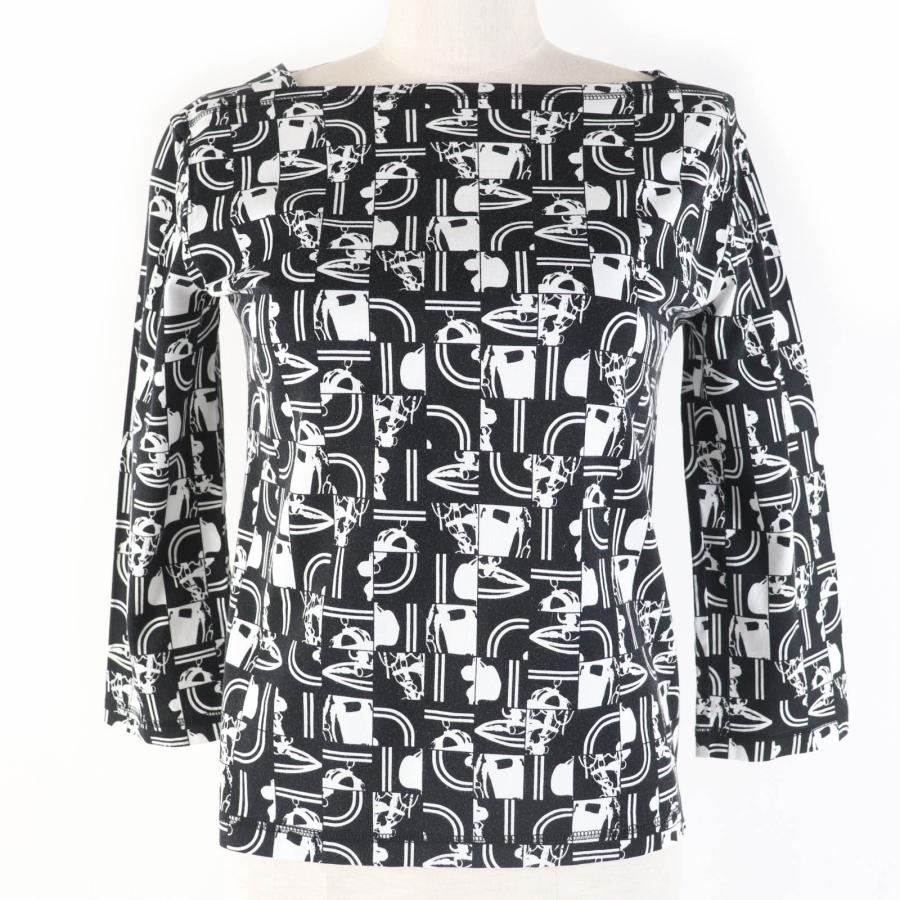 未使用品☆HERMES エルメス 21SS BRIDES de GALA en Desordre 式典用馬勒 コットン 7分袖 トップス カットソー 34 正規品 レディース HERMES（エルメス） 未使用品☆HERMES 21SS BRIDES de GALA en