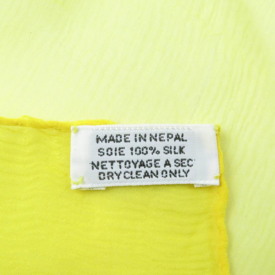 極美品✨HERMES エルメス　ストール　シフォン　イエロー　ブルー HERMES 美品☆HERMES エルメス シルク100% シフォン