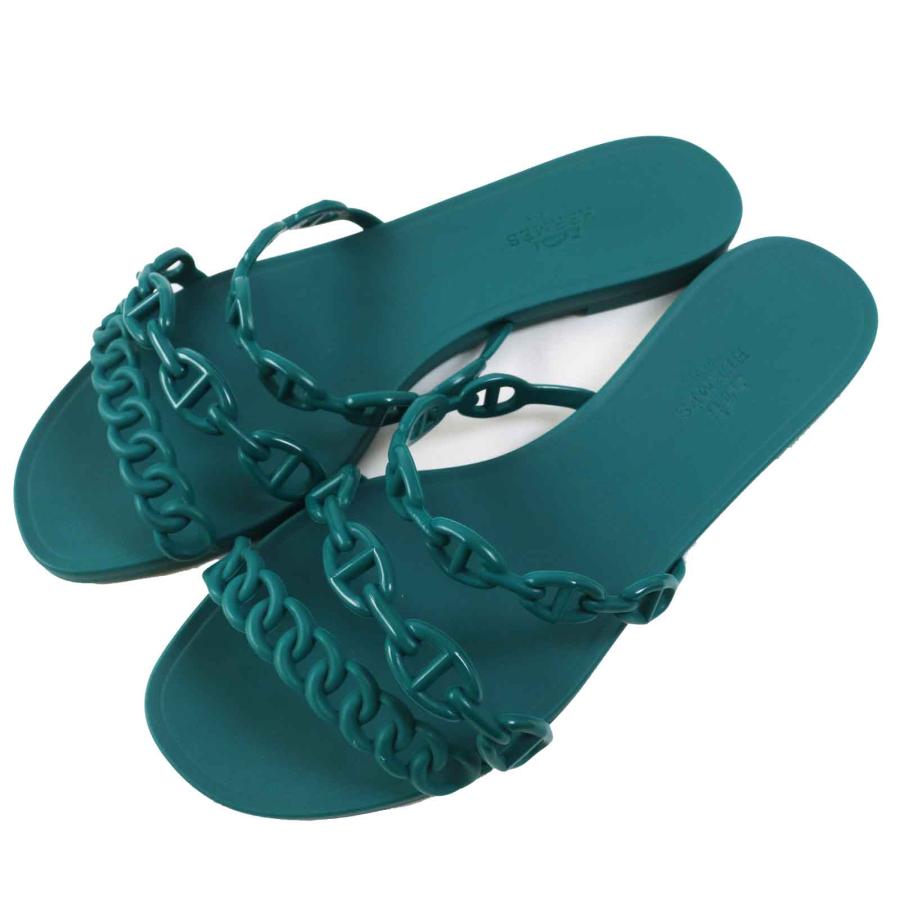 美品！HERMESエルメスシェーヌダンクル フラット サンダル ラバー