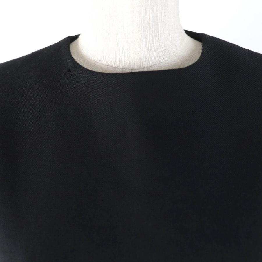 極美品☆LOUIS VUITTON ルイヴィトン FHDR73QIS ウール シルク混 レザー使い 半袖 ドレス ワンピース ブラック 34 正規品 レディース_3