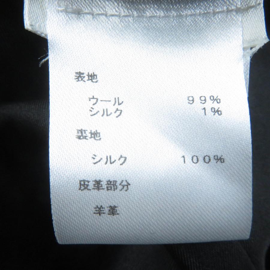極美品☆LOUIS VUITTON ルイヴィトン FHDR73QIS ウール シルク混 レザー使い 半袖 ドレス ワンピース ブラック 34 正規品 レディース_6