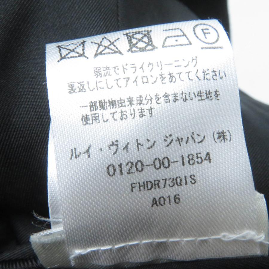極美品☆LOUIS VUITTON ルイヴィトン FHDR73QIS ウール シルク混 レザー使い 半袖 ドレス ワンピース ブラック 34 正規品 レディース_7