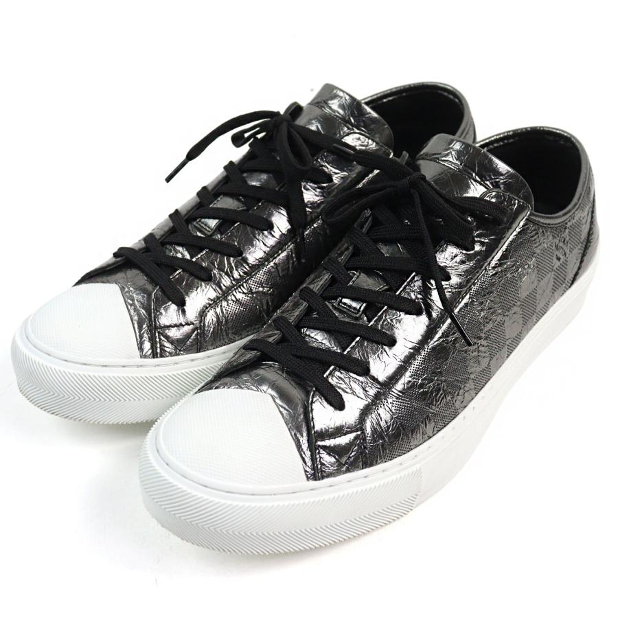 極美品○LOUIS VUITTON ルイヴィトン 1A90GA タトゥー・ライン メタリックダミエ ロゴ入り トゥキャップ レースアップ スニーカー 9 LOUIS VUITTON（ルイ・ヴィトン） 極美品○LOUIS VUITTON 1A90GA