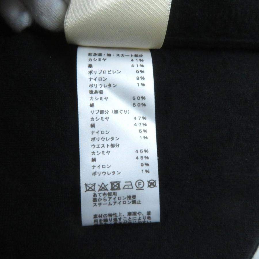 美品★HERMES エルメス 23SS 3E2500DC カシミヤ シルク混 クルーネック フレンチスリーブ ニット ワンピース ブラック 40 伊製 正規品_7