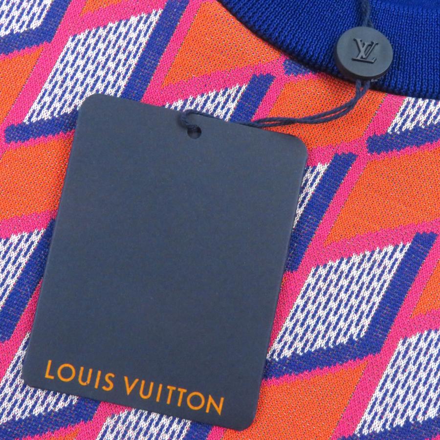 未使用品△LOUIS VUITTON ルイヴィトン 22AW コットン100％ ダイヤモンドダミエ 総柄 ロングスリーブ ニット スウェット オレンジ ブルー M イタリア製 正規品 メンズ オススメ◎ LOUIS VUITTON（ルイ・ヴィトン） 未使用△LOUIS VUITTON 22AW