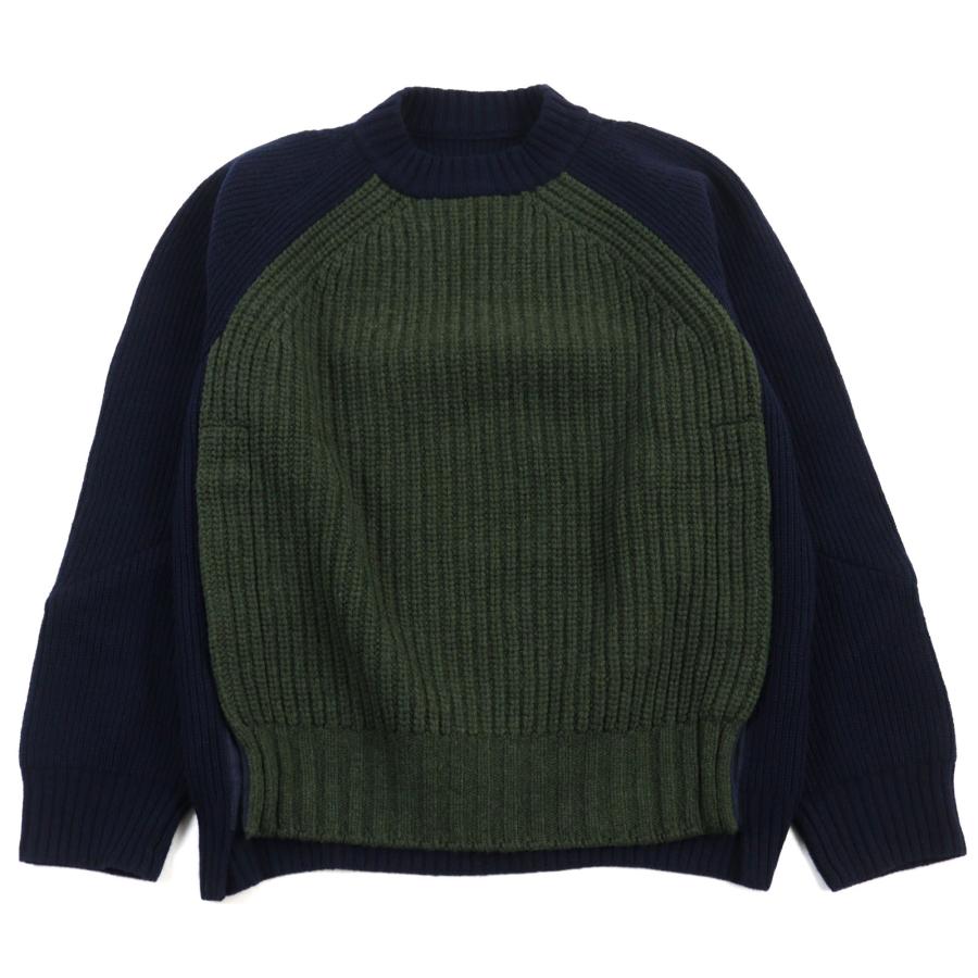 美品○Sacai サカイ 21AW 21-02663M Wool Knit Pullover ウールニット 