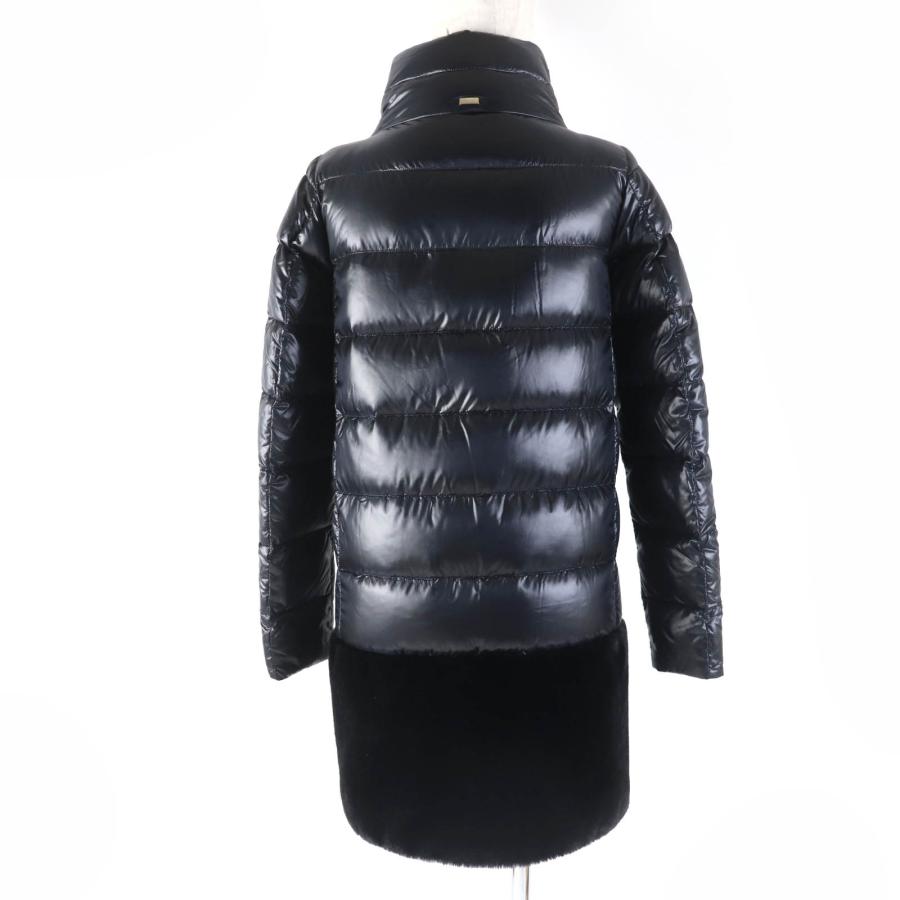極美品☆Herno ヘルノ 2019年製 PI1017D スタンドカラー 切替デザイン ZIP UP ダウンコート ブラック 36 正規品 レディース