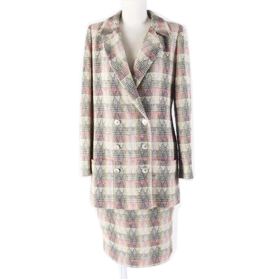 美品◎CHANEL シャネル ヴィンテージ 98P P10460 ココマークボタン ダブルブレスト ツイード セットアップ マルチ 38 正規品 レディース CHANEL 美品◎CHANEL シャネル ヴィンテージ 98P P10460 ココマーク
