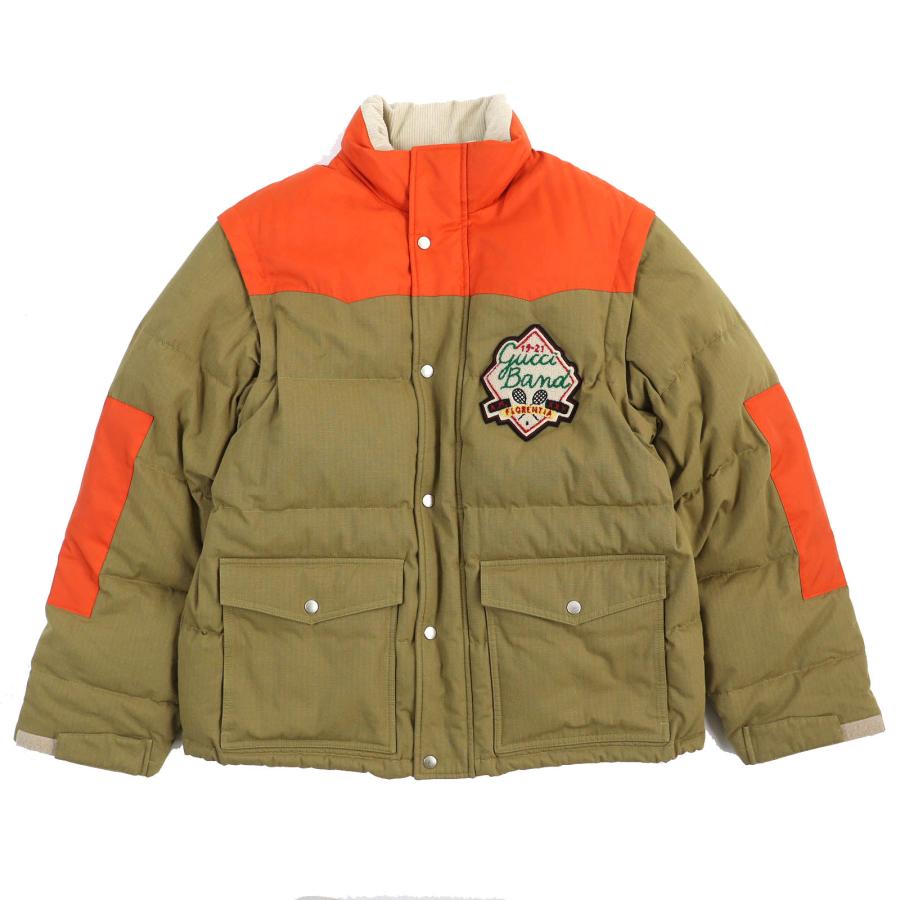 美品△GUCCI グッチ 21AW 641311 ロゴワッペン 2WAY ジップアップ ダウンジャケット ダウンベスト キャメル オレンジ 46 正規品 メンズ GUCCI（グッチ） 美品△GUCCI 21AW 641311 ロゴワッペン 2WAY ジップ