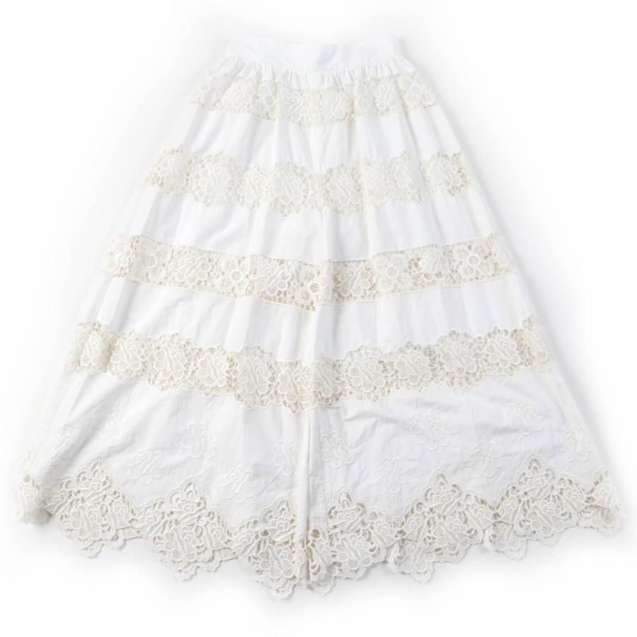 美品☆DOLCE&GABBANA ドルチェ＆ガッバーナ 黒タグ カットワークレース 花柄デザイン ワイドパンツ ホワイト 40 伊製 正規品 レディース 美品☆DOLCE&GABBANA ドルチェ＆ガッバーナ 黒タグ カットワークレース