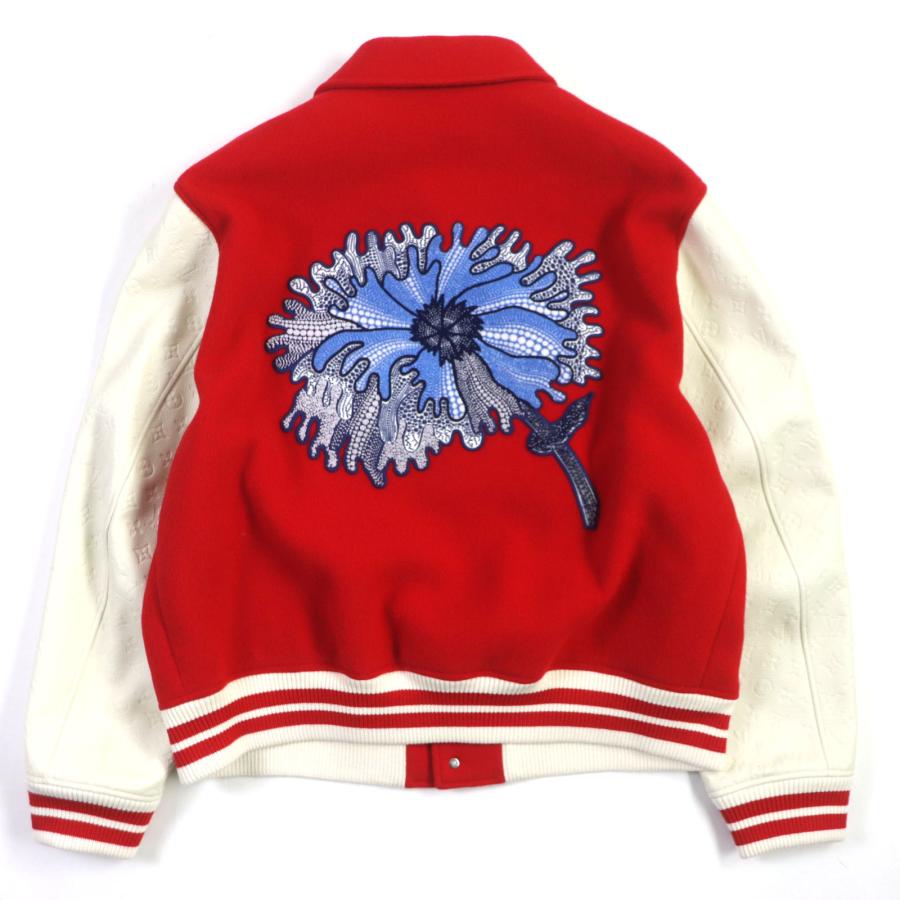 未使用▼LOUIS VUITTON ルイヴィトン 草間彌生 23SS HOL31E 牛革 ウール エンブロイダードバーシティジャケット 袖モノグラム 58 正規品 未使用▽LOUIS VUITTON ルイヴィトン 草間彌生 23SS HOL31E 牛革