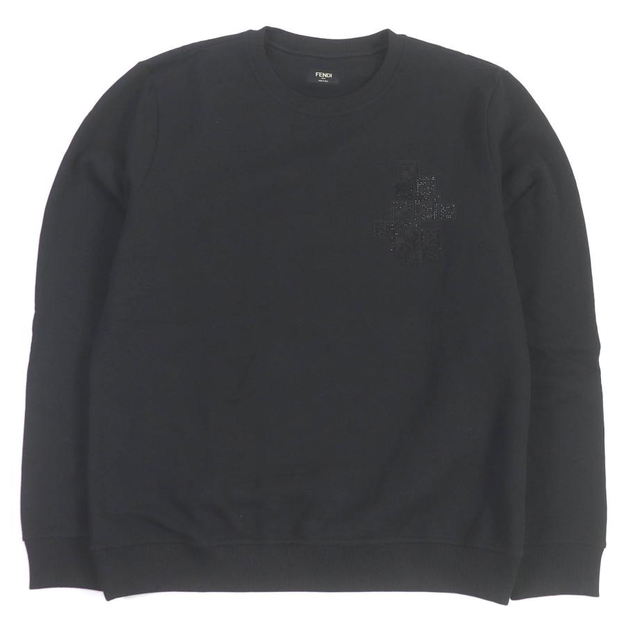 未使用品□FENDI フェンディ FY0178 コットン100％ FFロゴ ズッカ ラインストーン スウェット ブラック XL イタリア製 正規品 メンズ FENDI（フェンディ） 未使用品□FENDI FY0178 コットン100％ FFロゴ