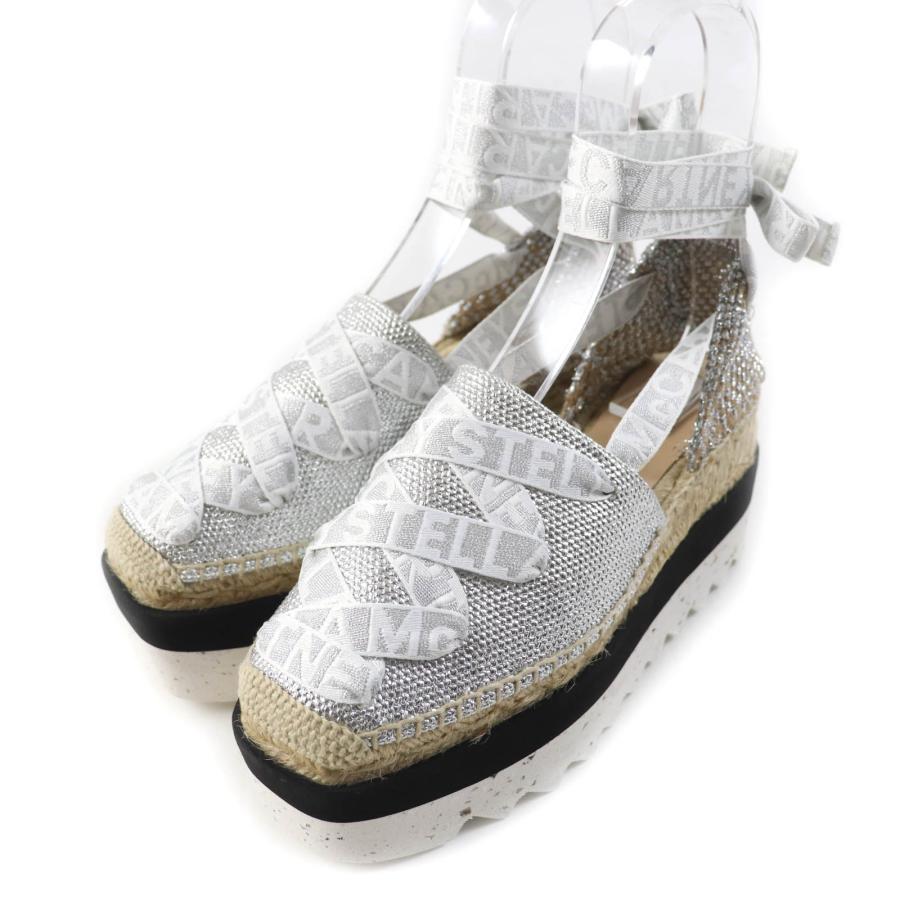 極美品★Stella McCartney ステラマッカートニー 800159 ガイア ロゴレースアップリボン エスパドリーユ プラットフォーム ...