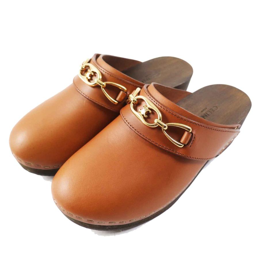 CELINE（セリーヌ） 美品◎CELINE トリオンフ レザー ウッド サボ 