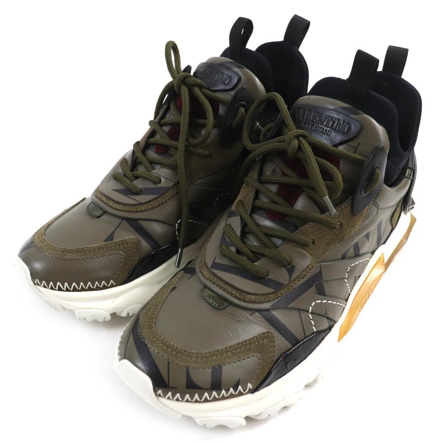 極美△Valentino Garavani ヴァレンティノガラヴァーニ TRB39Y0 バウンス レイズドソール オーストリッチフェザー VLTNロゴスニーカー 40 極美△Valentino Garavani ヴァレンティノガラヴァーニ TRB39Y0