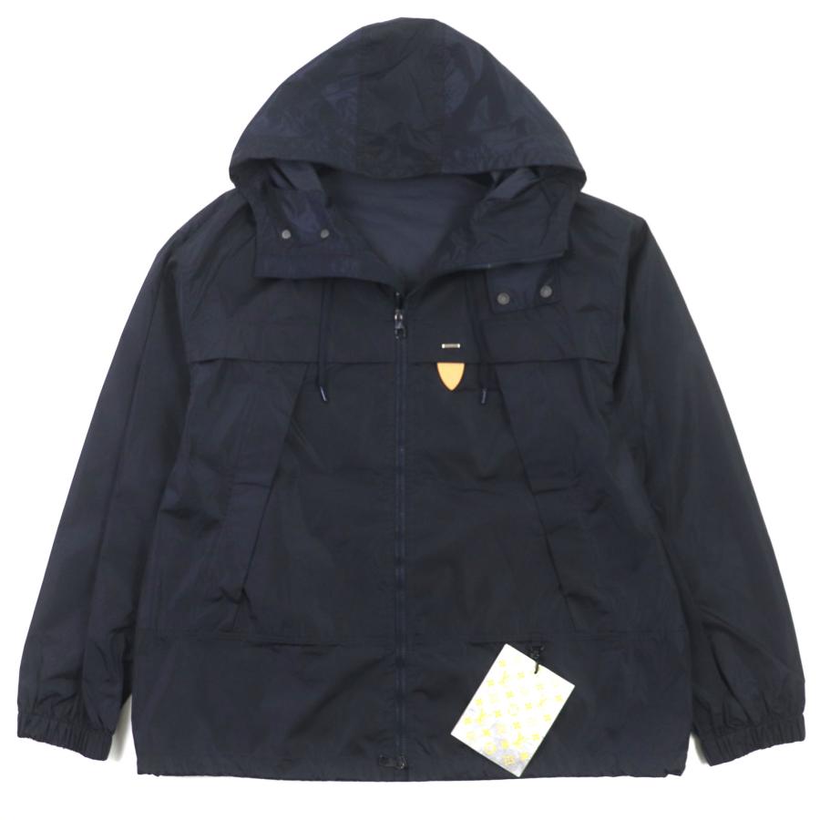 美品▼ルイヴィトン 21SS 1A5CWA ステープルズエディション ロゴプレート ナイロンレインフーディーブルゾン マウンテンパーカー 50 正規品 LOUIS VUITTON（ルイ・ヴィトン） 美品▽ルイヴィトン 21SS 1A5CWA
