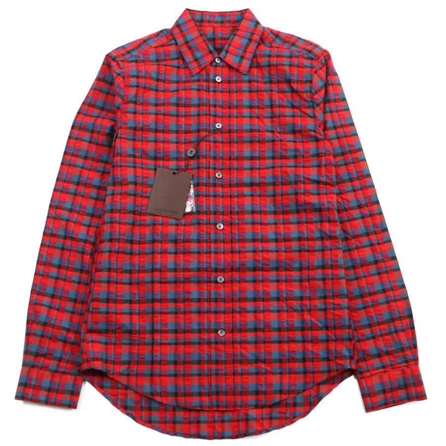 未使用品○LOUIS VUITTON ルイヴィトン 17SS H4SH10SNP シルク100% LV&フラワー総柄 マサイチェック LVロゴボタン 長袖シャツ XS　正規品 LOUIS VUITTON（ルイ・ヴィトン） 未使用品○LOUIS VUITTON 17SS