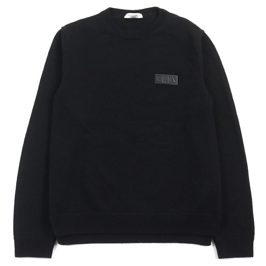 美品○VALENTINO ヴァレンティノ 20AW VW3KC13W75D カシミヤ100% VLTNロゴワッペン付 クルーネック セーター ニット 黒 S 正規品 メンズ VALENTINO（ヴァレンティノ） 美品○VALENTINO 20AW VW3KC13W75D