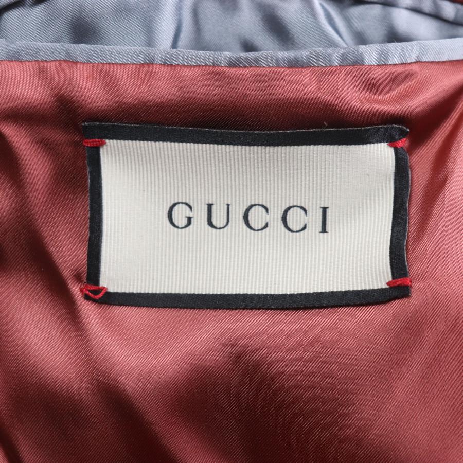 美品▼GUCCI グッチ 535769 GGダイヤモンド Diamond Wool Coat ウール100% ロング ダブルチェスターコート ブラック レッド 50 正規品