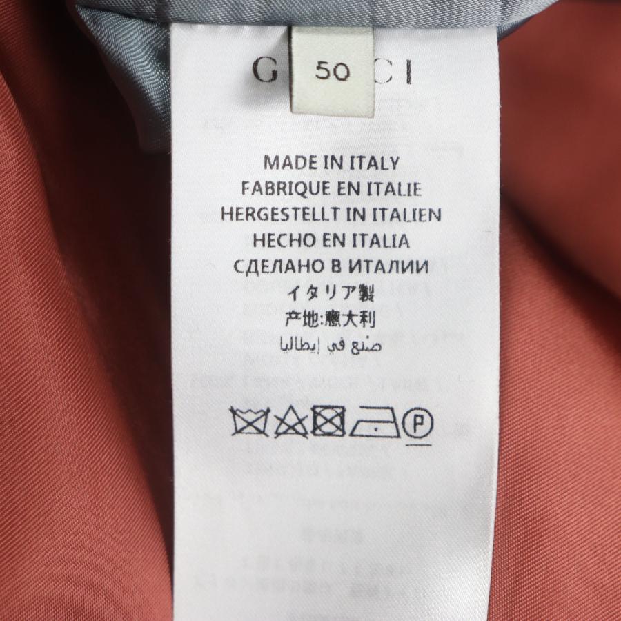 美品▼GUCCI グッチ 535769 GGダイヤモンド Diamond Wool Coat ウール100% ロング ダブルチェスターコート ブラック レッド 50 正規品