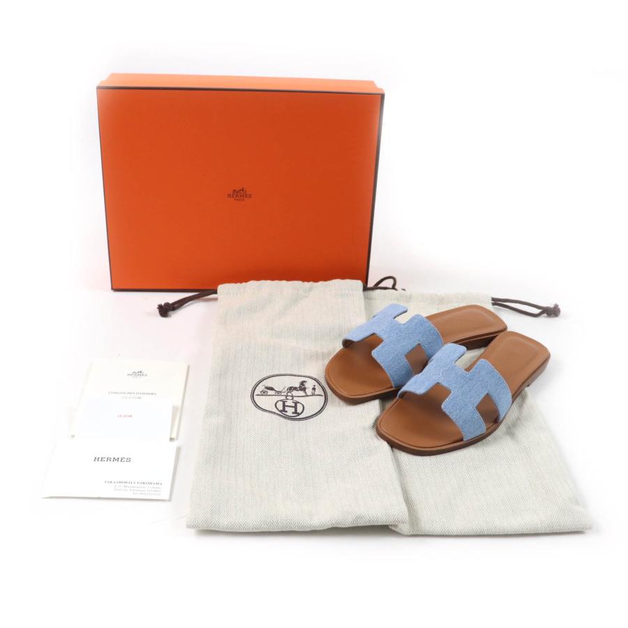 HERMES 未使用品☆HERMES エルメス オラン Hモチーフ デニム レザー 