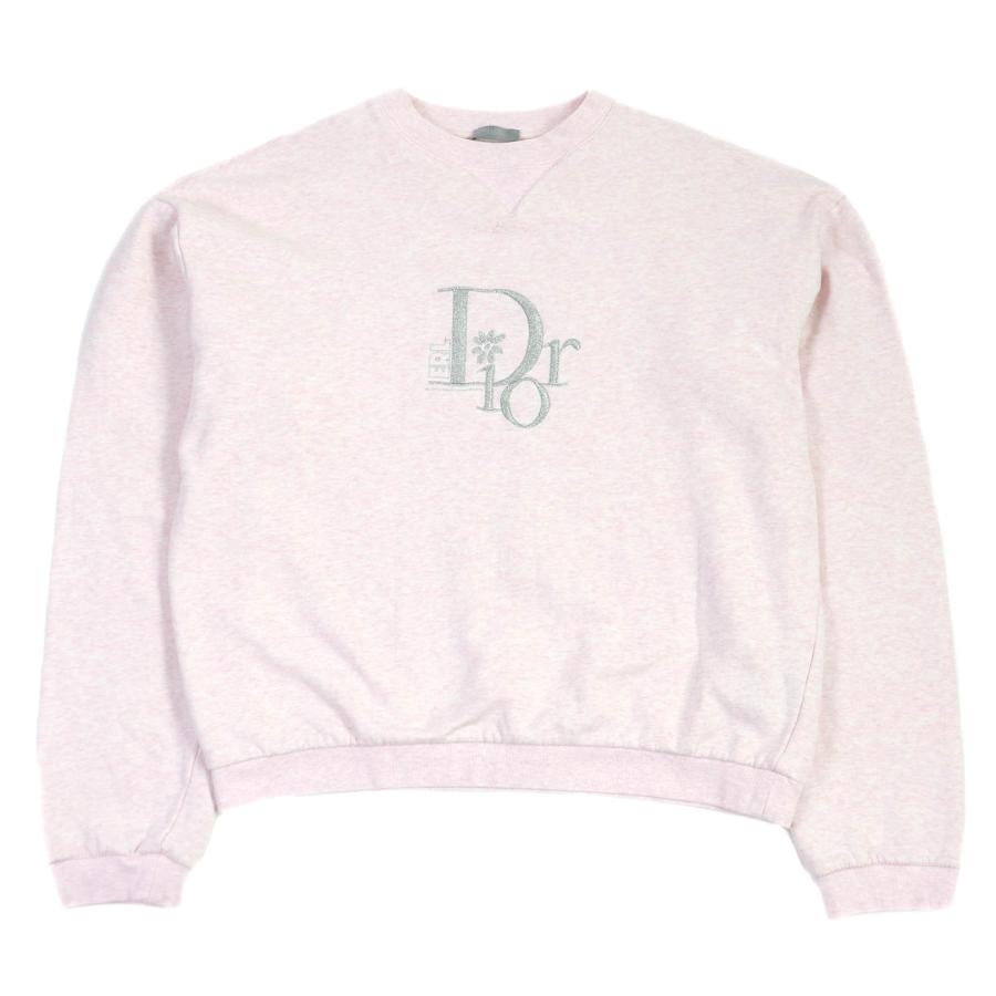美品□DIOR×ERL 23SS 313J674A0815 コットンフリース オーバーサイズ スウェットシャツ トレーナー ヘザーピンク M イタリア製 正規品 美品□DIOR×ERL 23SS 313J674A0815 コットンフリース オーバーサイズ