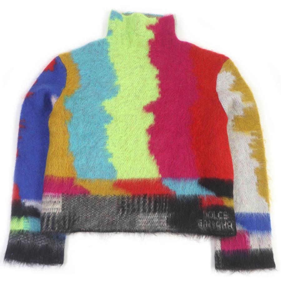 極美品□DOLCE&GABBANA ドルチェ＆ガッバーナ GXH41T モヘア 黒タグ グリッチジャガード ハイネックニット セーター S イタリア製 正規品 極美品□DOLCE&GABBANA ドルチェ＆ガッバーナ GXH41T モヘア 黒タグ