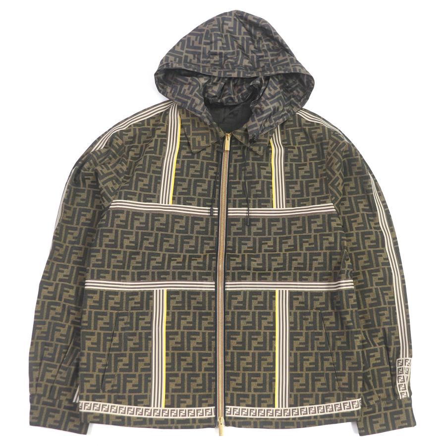 未使用品□FENDI フェンディ FW0956 FFロゴ ズッカ ロゴテープ フーデッド マウンテンパーカー ブラウン 44 イタリア製 正規品 メンズ FENDI（フェンディ） 未使用品□FENDI FW0956 FFロゴ ズッカ ロゴ