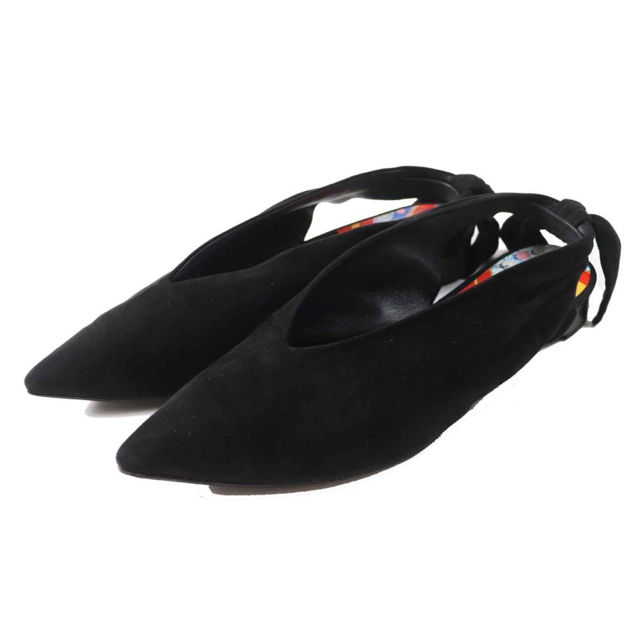 美品◎HERMES エルメス 2022年製 221013Z バックリボン ポインテッドトゥ ローヒール スウェードレザー パンプス ブラック 36 箱付 伊製 HERMES（エルメス） 美品◎HERMES 2022年製 221013Z バックリボン