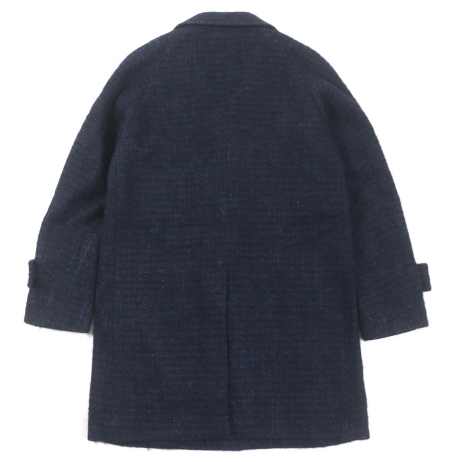 極美品▼RING JACKET リングジャケット アルパカ・モヘア・シルク混 チェック柄 クルミボタン シングル チェスターコート ネイビー 42 (日本Sサイズ相当) 日本製 正規品 メンズ RING JACKET（リングヂャケット） 極美品▽リングジャケット アルパカ