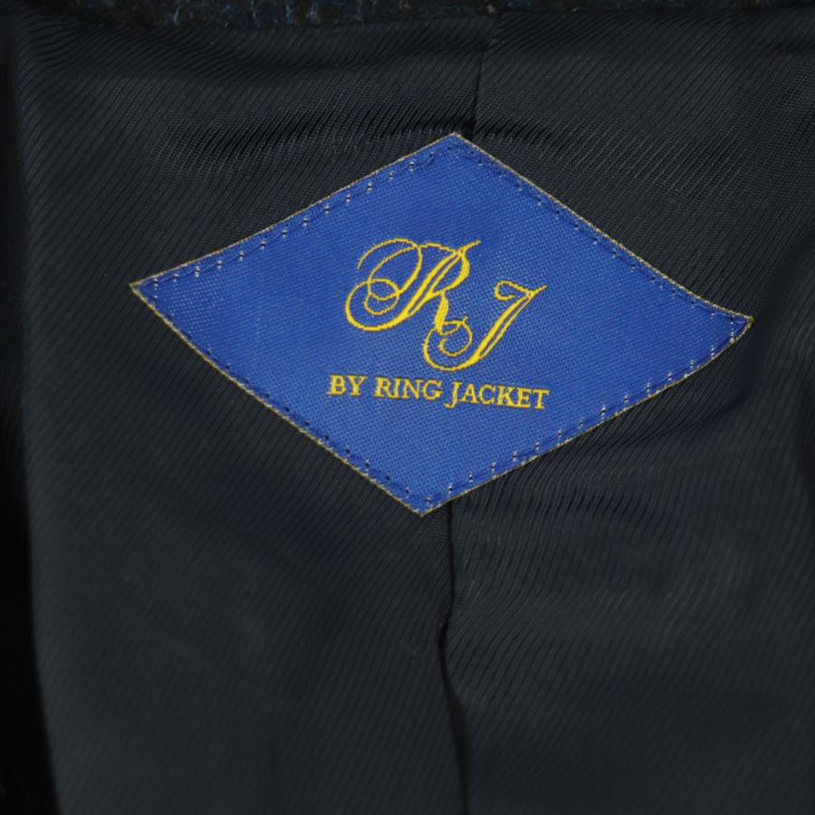 極美品▼RING JACKET リングジャケット アルパカ・モヘア・シルク混 チェック柄 クルミボタン シングル チェスターコート ネイビー 42 (日本Sサイズ相当) 日本製 正規品 メンズ RING JACKET（リングヂャケット） 極美品▽リングジャケット アルパカ