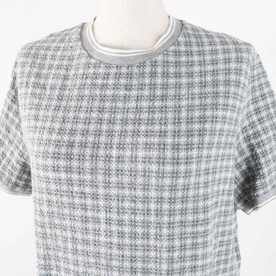 極美品◎THOM BROWNE トムブラウン 24SS FJD105A チェック柄 ツイード 半袖 ワンピース グレー ホワイト 40 イタリア製 正規品 レディースの画像