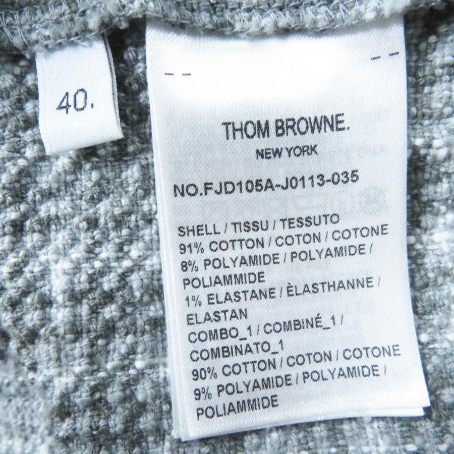 極美品◎THOM BROWNE トムブラウン 24SS FJD105A チェック柄 ツイード 半袖 ワンピース グレー ホワイト 40 イタリア製 正規品 レディースの画像