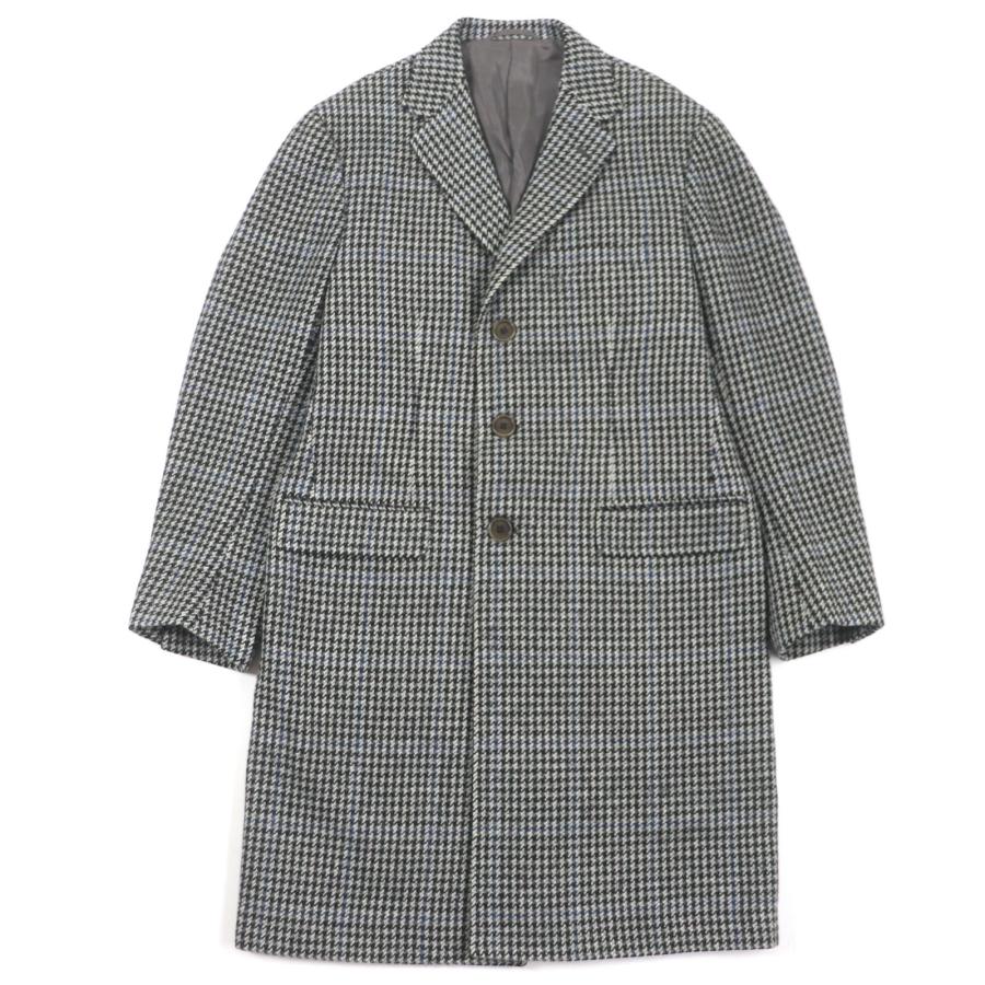 美品▼Sartorio サルトリオ ウール100% 千鳥格子柄 シングル チェスターコート ブラック系 48 イタリア製 正規品 メンズ 美品▽Sartorio サルトリオ ウール100% 千鳥格子柄 シングル