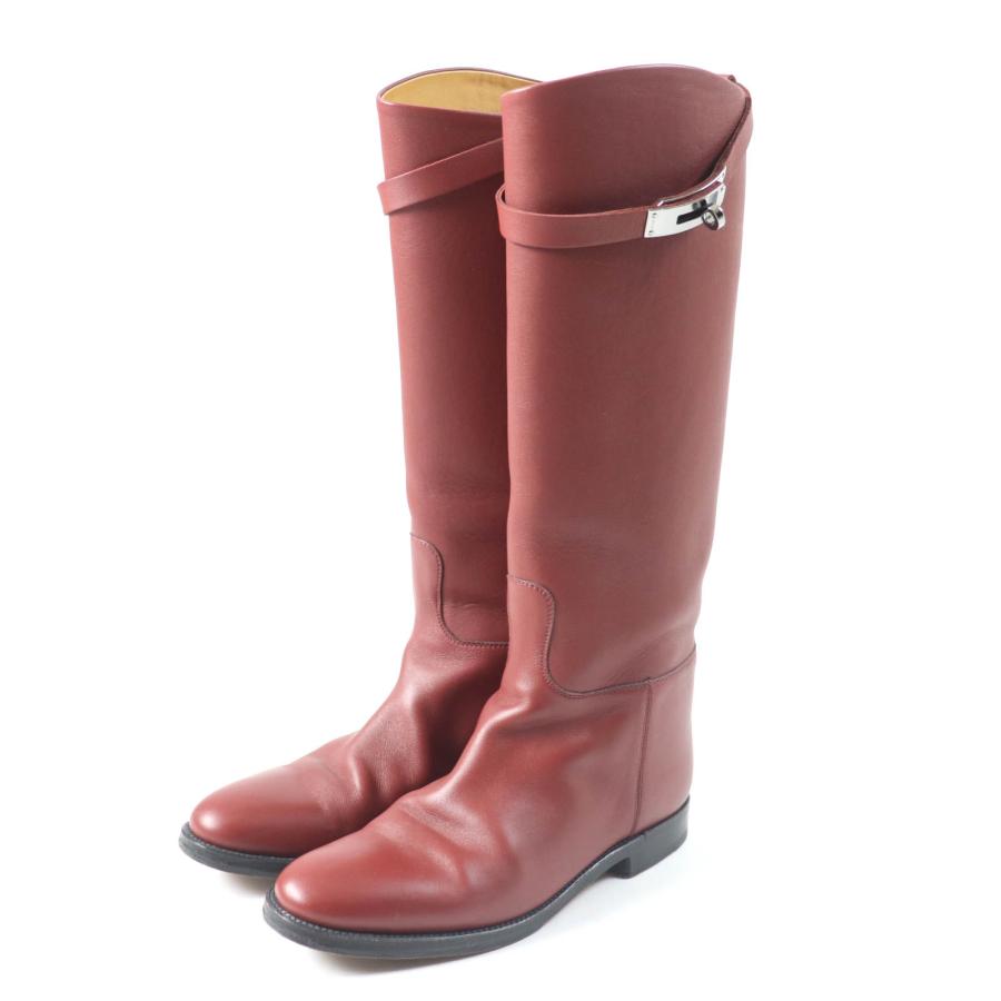 ★HERMES★ ジャンピング ケリー シルバー金具 ブーツ★size37 HERMES（エルメス） 美品☆HERMES シルバー金具 ケリー金具付 レザー