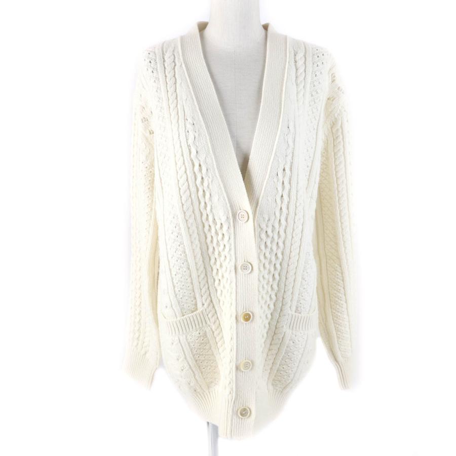 美品★Chloe クロエ 21AW ウール カシミヤ混 ケーブルニット 長袖 カーディガン トップス  WHITE XS イタリア製 正規品 レディース Chloe - 美品☆Chloe クロエ 21AW ウール カシミヤ混 ケーブルニット