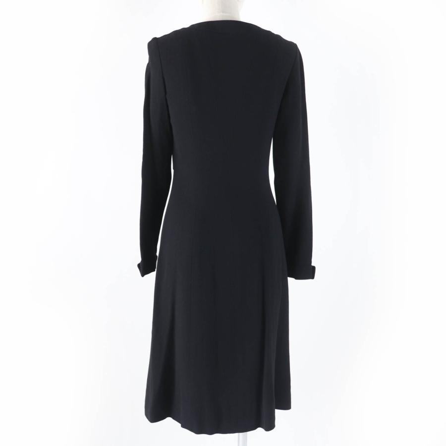 極美品☆CHANEL シャネル ヴィンテージ 96A P08207V04917 ウール100％ ココマークボタン ロゴ金具 長袖 ワンピース ブラック 36 仏製の画像