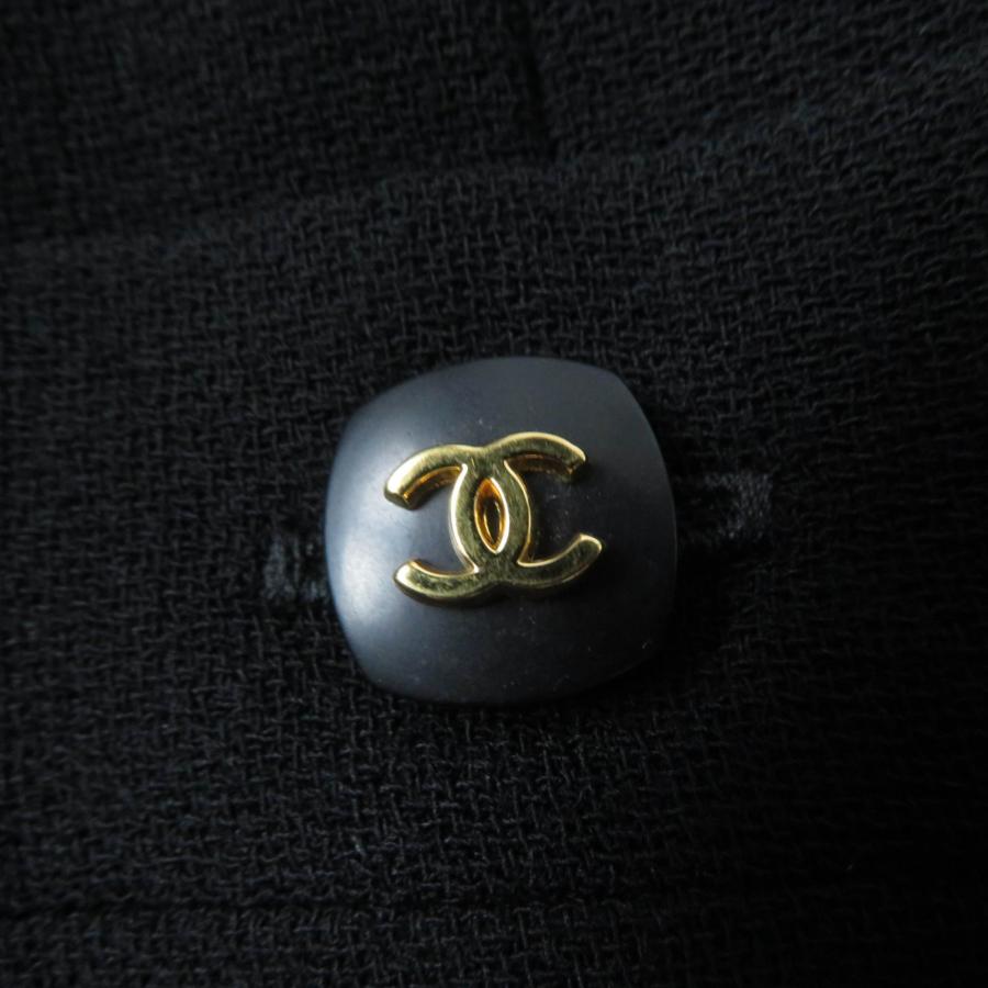 極美品☆CHANEL シャネル ヴィンテージ 96A P08207V04917 ウール100％ ココマークボタン ロゴ金具 長袖 ワンピース ブラック 36 仏製の画像