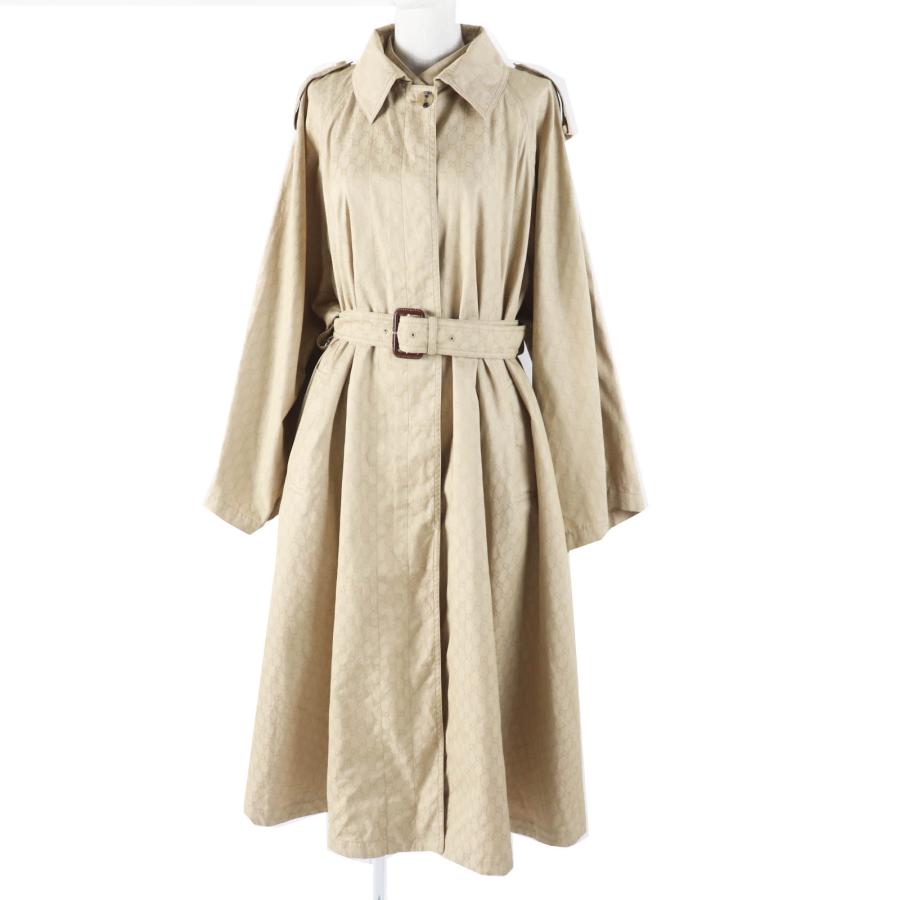 極美品◎GUCCI グッチ 2024年製 771441 GG柄 ベルト付き ワイドスリーブ オーバーシルエット ロング シングルトレンチコート ベージュ 40 GUCCI（グッチ） 極美品◎GUCCI 2024年製 771441 GG柄 ベルト付き