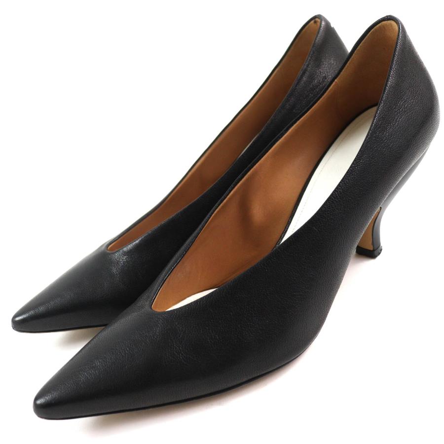 美品△Maison Margiela 22 メゾンマルジェラ22 ポインテッドトゥ レザー パンプス ブラック 37 イタリア製 レディース シンプルデザイン 美品△Maison Margiela 22 メゾンマルジェラ22 ポインテッドトゥ