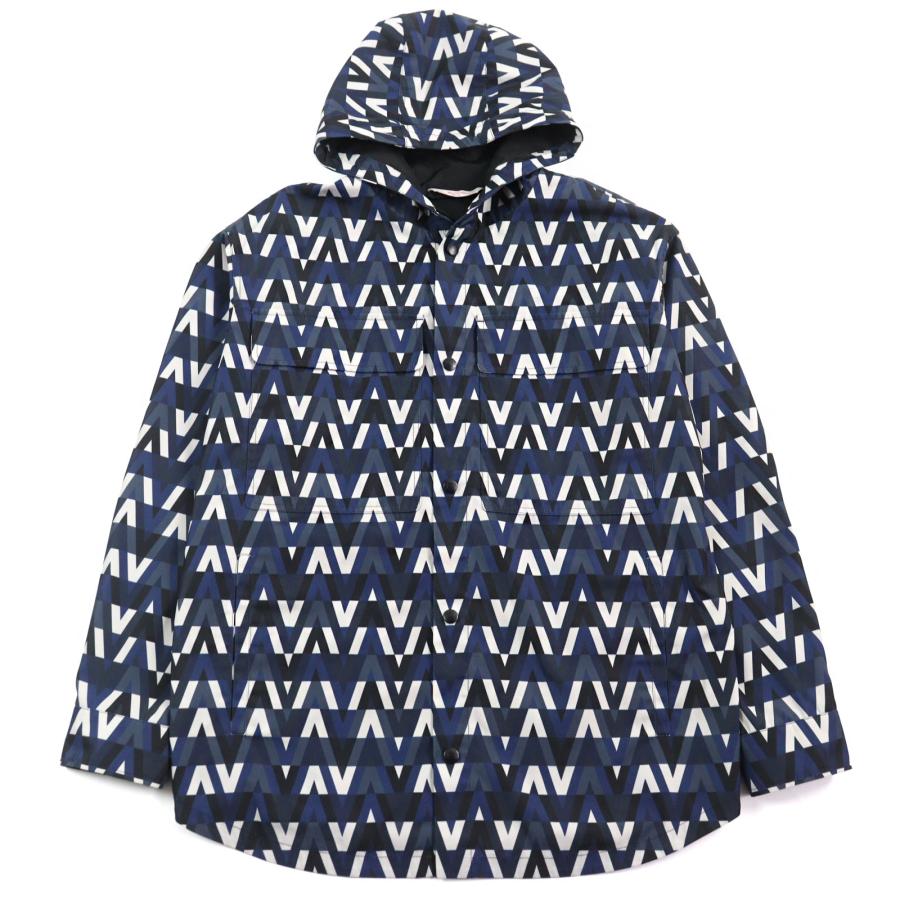 美品○VALENTINO ヴァレンティノ XV3CJE2680R V OPTICAL JACKET ロゴ総柄 オプティカルプリント フーデッド ジャケット 44 正規品 メンズ VALENTINO（ヴァレンティノ） 美品○VALENTINO XV3CJE2680R V OPTICAL