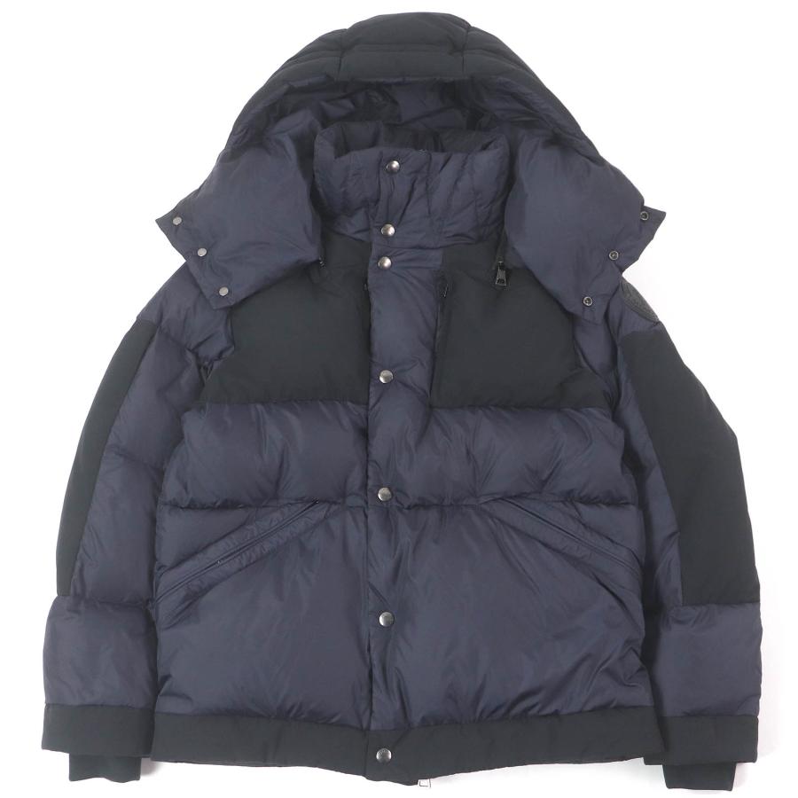 美品□MONCLER モンクレール 21AW JOFFE GIUBBOTTO デカロゴラバーワッペン フーデッド ダウンジャケット ネイビー 0 正規品 メンズ MONCLER（モンクレール） 美品□MONCLER 21AW JOFFE GIUBBOTTO