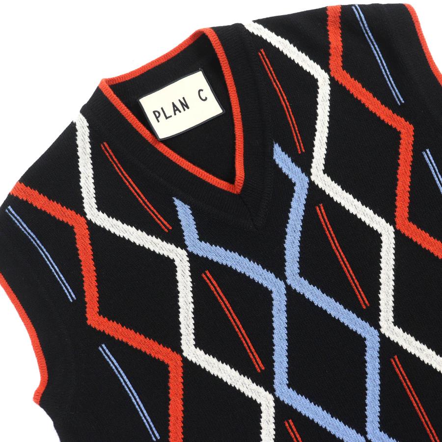 美品△Plan C プランシー GLCME01G00FW009 Rhombus Intarsia ウール