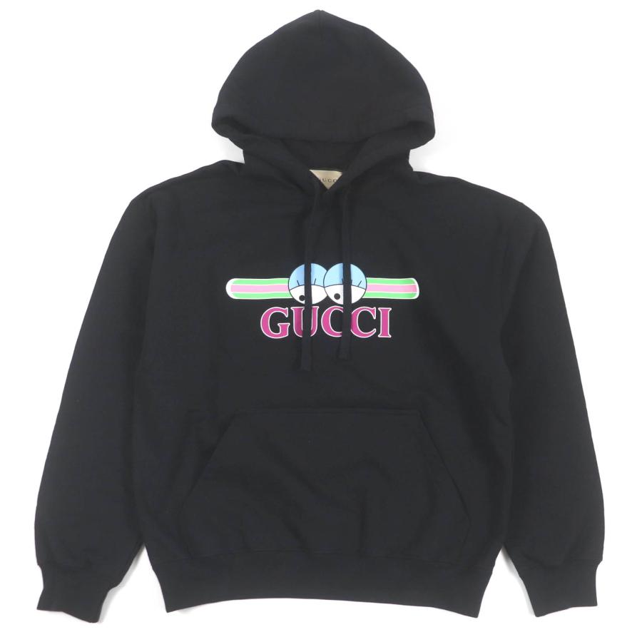 美品□GUCCI グッチ 24AW 782788 ロゴプリント フーディー プルオーバー パーカー ブラック S ガーメント付き イタリア製 正規品 メンズ GUCCI（グッチ） 美品□GUCCI 24AW 782788 ロゴプリント フーディー