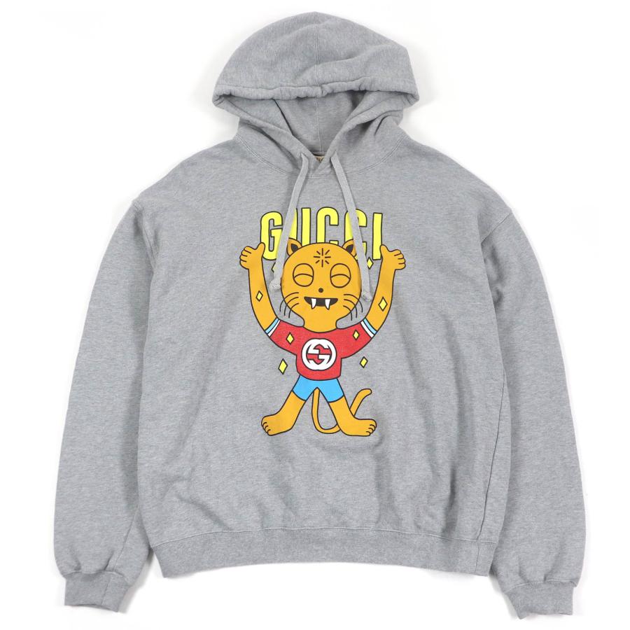 美品□GUCCI グッチ 700120 Pablo Delcielo プリントデザイン プルオーバー パーカー フーディー グレー L イタリア製 正規品 メンズ GUCCI（グッチ） 美品□GUCCI 700120 Pablo Delcielo プリントデザイン