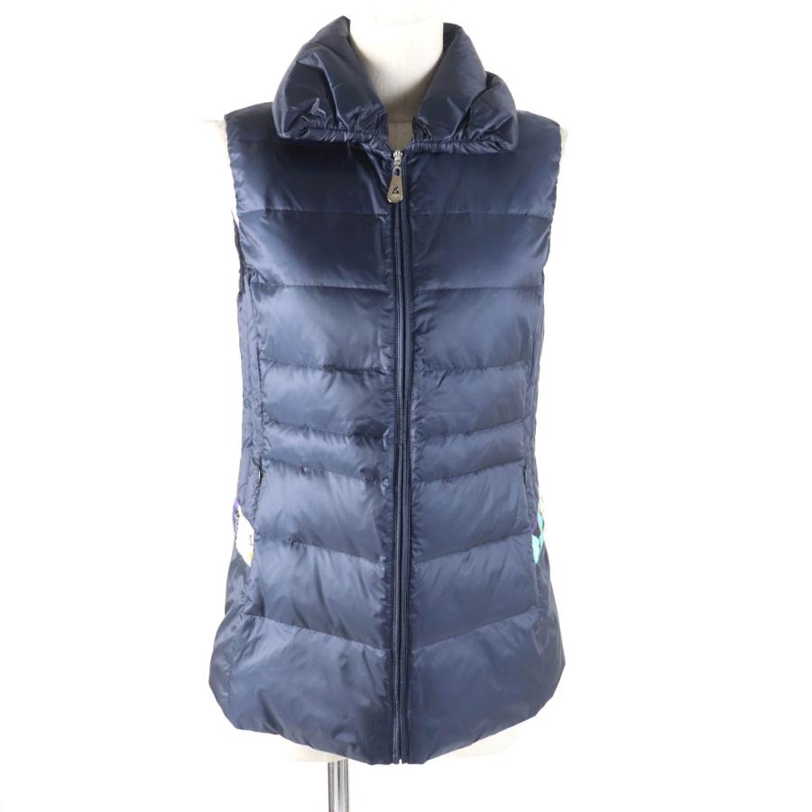 美品☆LEONARD SPORT レオナールスポーツ 0541372 花柄 ロゴZIP ダウン