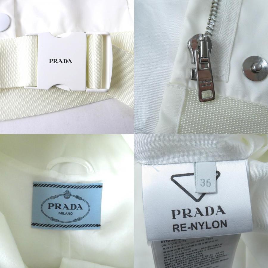 PRADA - 【ドンドン見直し】美品★PRADA プラダ 21SS 291943 Re-Nylon トライアングルポーチ・フード付 ナイロンブルゾン オフホワイト 36 ハンガー付き イタリア製 正規品 レディース PRADA 【ドンドン見直し】美品☆PRADA プラダ 21SS 291943 Re